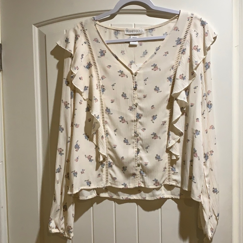 Planet Gold cream floral pattern top NWT Original $34